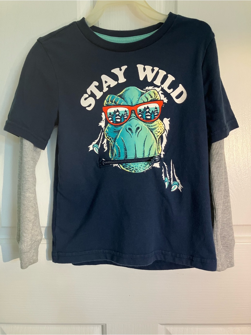 Boys Navy 'Stay Wild' Layered-Look Long Sleeve Graphic Tee